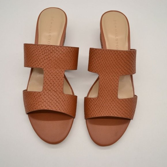 H by Halston Womens Regan Slide Sandal 8M brown Leathr CushionInsole NWOT W/box - Picture 4 of 5
